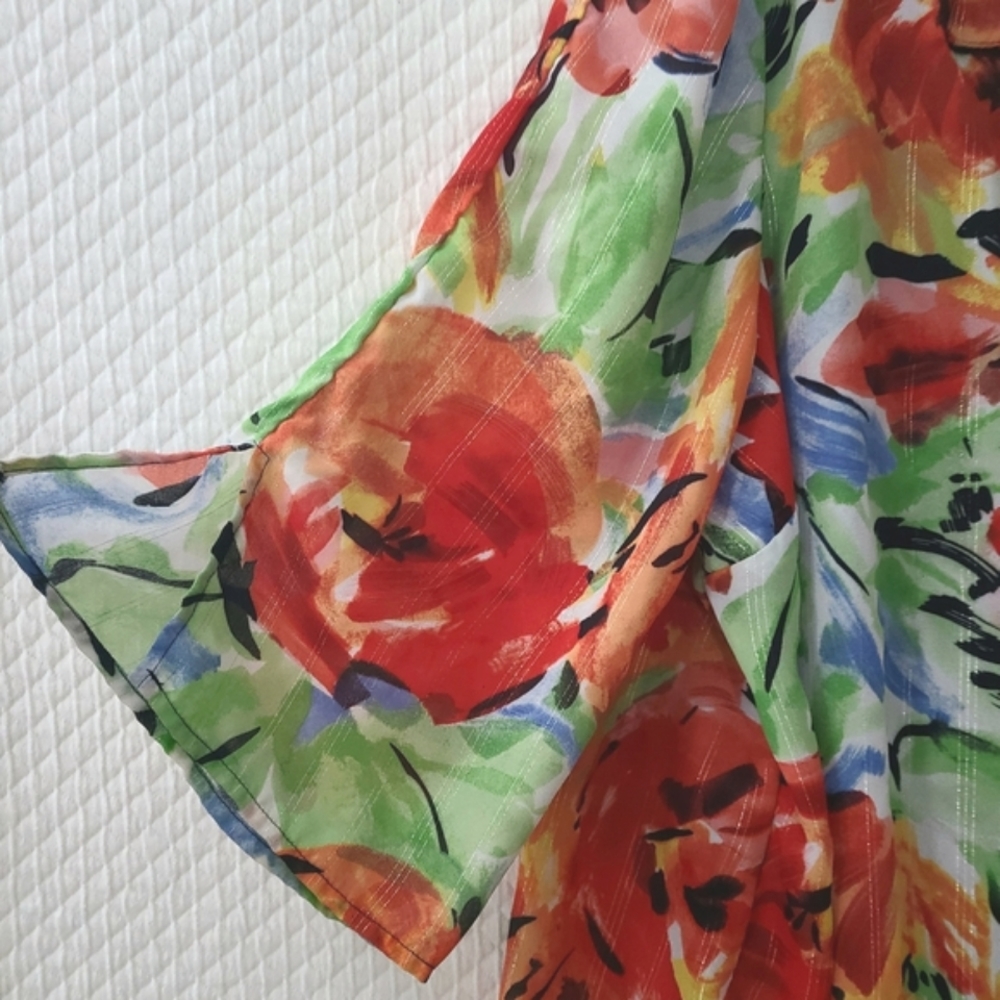 Maggie Barnes floral multi color button up blouse - Picture 6 of 8